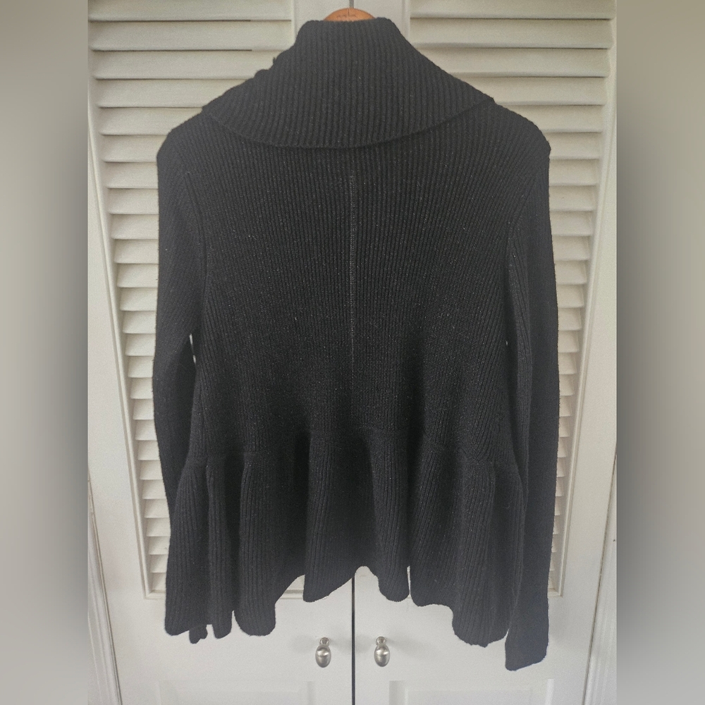 DVF Black Ribbed Shawl Collar Wool Cardigan S - Picture 7 of 8